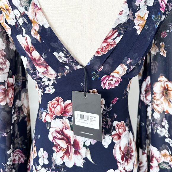 NICHOLAS Garden Rose Long Sleeve Floral Silk Maxi Dress Navy Blue Size 2 NWT - Picture 8 of 12